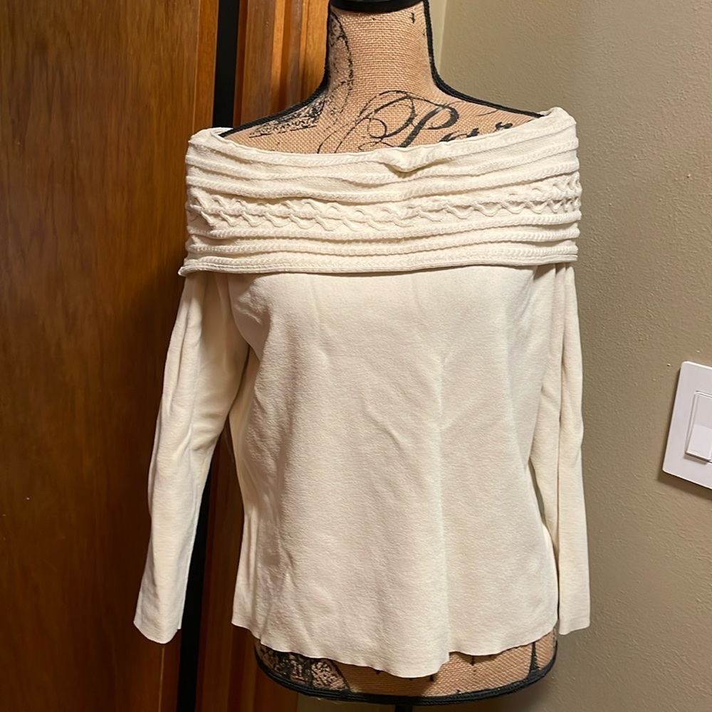 Attitude Cream Colored Off Shoulder Sweater Size XL